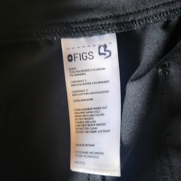 Figs PO 3752 Black Zamora  Jogger Scrub Pant Size XXL - Picture 2 of 2